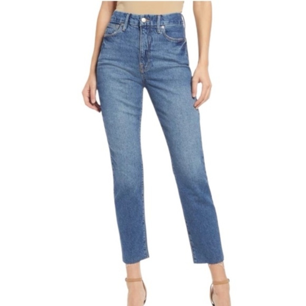 GOOD AMERICAN WOMEN’S GOOD CLASSIC RAW HEM HIGH RISE BLUE JEAN NWT SZ 27